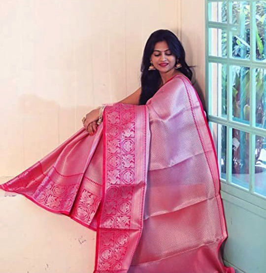 Dhruvi Designer Hub Pink Soft Silk Party Wear Sarees Catalog